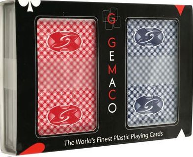 Gemaco Superflex Plastic Playing Cards: 2-deck, Wide Size, Regular Index, Red/Blue with Border main image